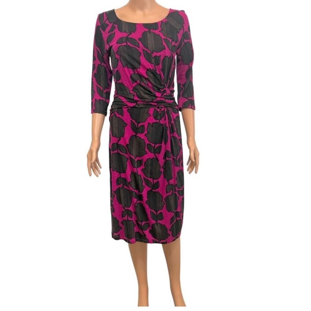Boden 8L Harper jersey faux wrap ruched knot floral dress D4 3555